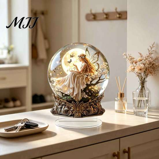 Garden Hanging Ornaments Moon Star/Fairy Crystal Ball Ornament, Decorative Acrylic Sphere for Bedroom Living Fairy Tale Home Accessories Room