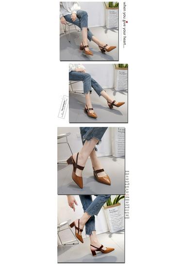 2024 Women's Closed-Toe Pointed Summer Sandals with Single Strap & Chunky High Heels