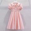 Girls' Fashionable Dress for Summer, Children's Short-sleeved Round-neck Sweet-colored Princess Dress