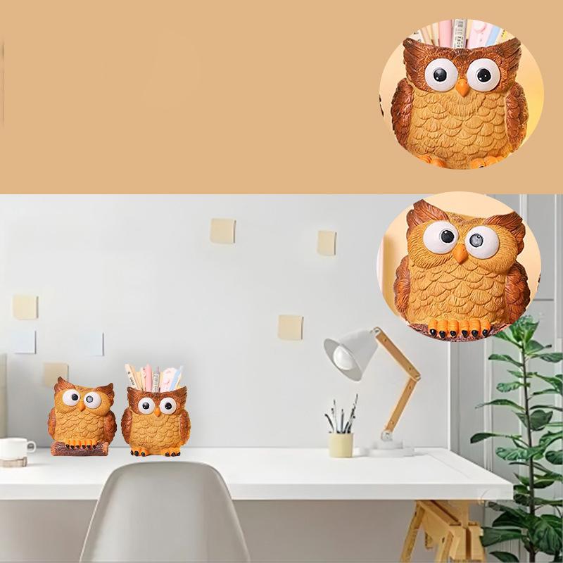 Cartoon Owl Resin Planter, Multi-functional Succulent Pot / Desk Pen Holder