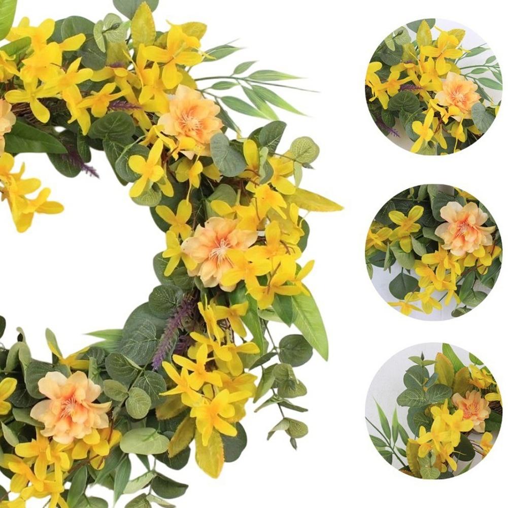 Eucalyptus Leaf Laurel Wreath for Wedding and Home Decor Spring Summer Style Lightweight Silk Artificial Garland