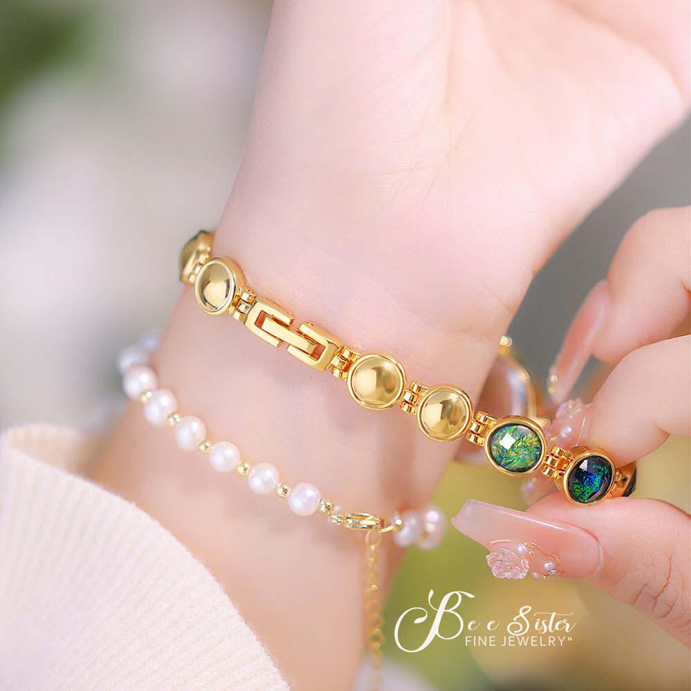 BS New Women's  Watch Link Bracelet Iridescent Raw Stone INS Style Malachite Color-Shifting Design Gift for Lady