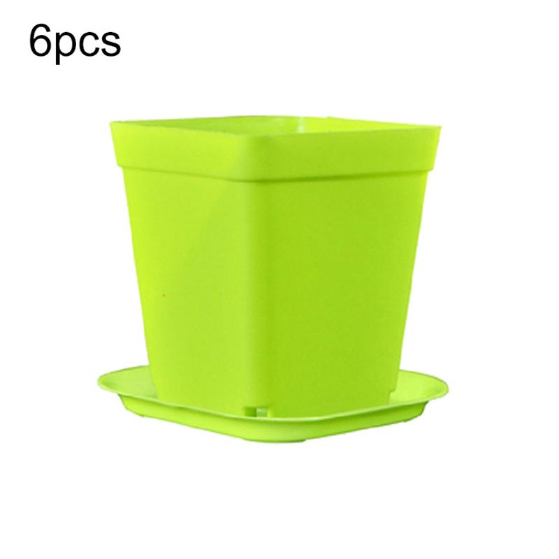 6pcs Plastic Square Flower Pot with Cover 7x7cm Garden Balcony Decoration Office Desktop Flower Pot Plant Growing Container TMZ