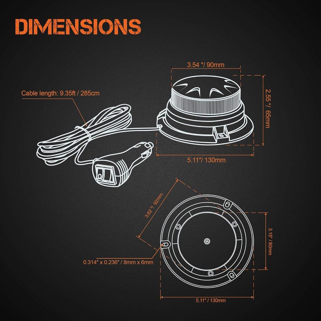 Red LED Strobe Light, 24W IP65 Waterproof LED Strobe Lights for Trucks, 8 Kinds Flash Modes Strong Magnetic Mount 12V-24V Emergency Strobe Lights for