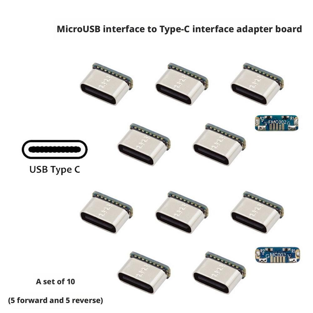 10Pcs USB to Type-C adapter board Female Connector Set 5Pin SMD SMT Type-C Socket Charging Port USB 2.0 Data Transmission
