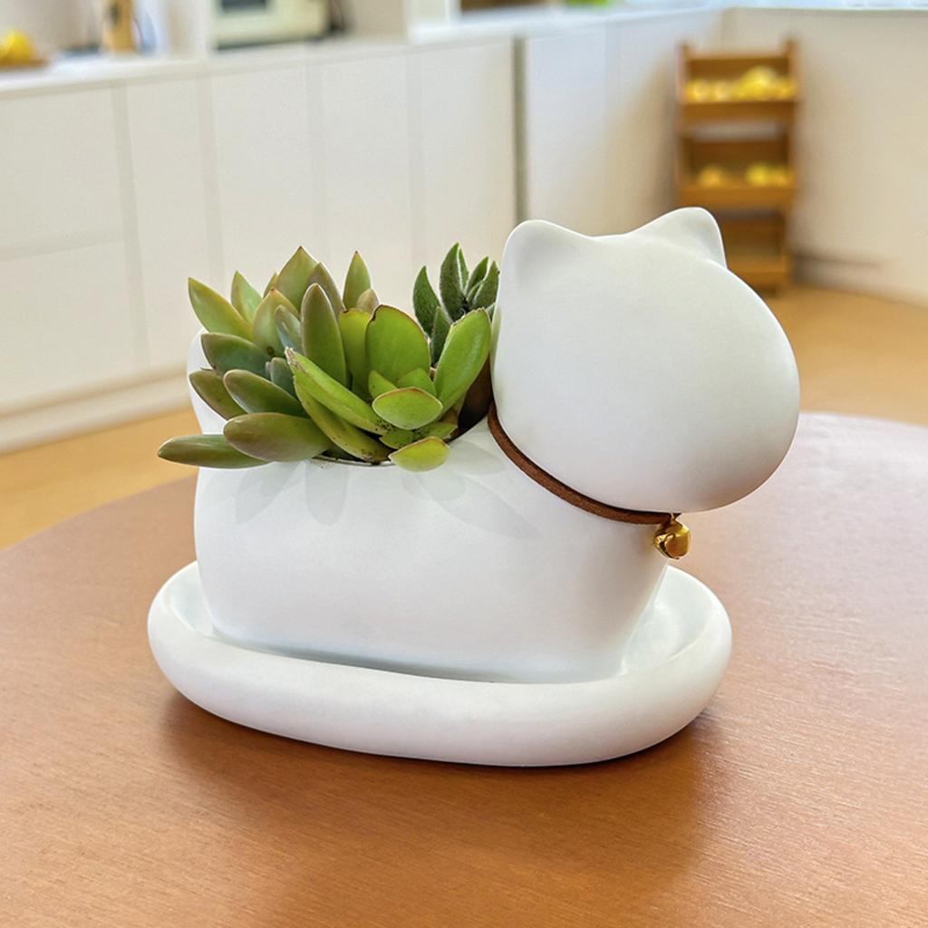 Cute Plant Pots Animal-shaped Flower Pots Desktop Decorative Ornaments Suitable For Home Desks (cat )