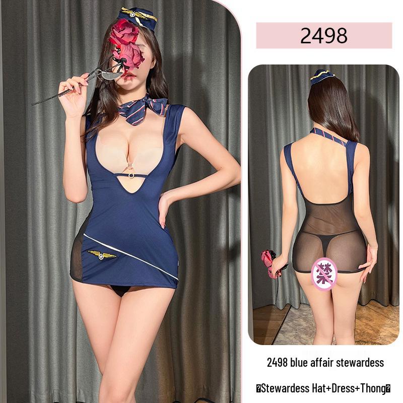 Passionate Flight Attendant Style Lingerie: Sexy Revealing Sleepwear