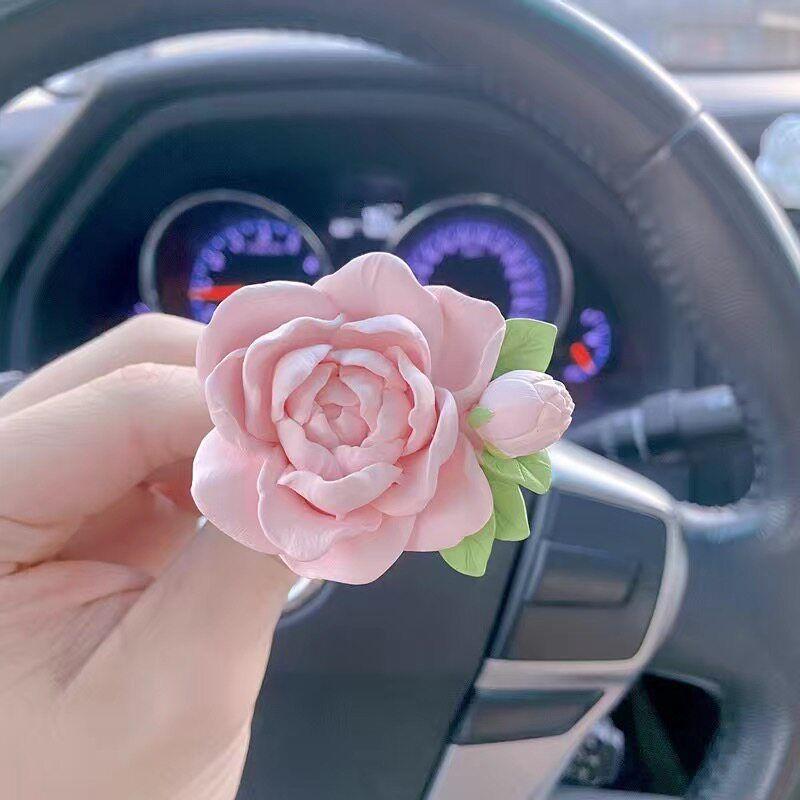 Ins Car Air Freshener Vent Decoration High-End Jasmine Aroma Diffuser Stone Tulip Car Perfume Popular for Women