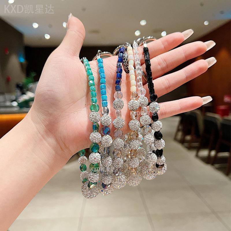 High-End Strasskugel Handykette Ins Mode Damen Handgelenk Hängende Dekoration Handyhülle Anhänger Glänzende Strass Perlen Hängekette