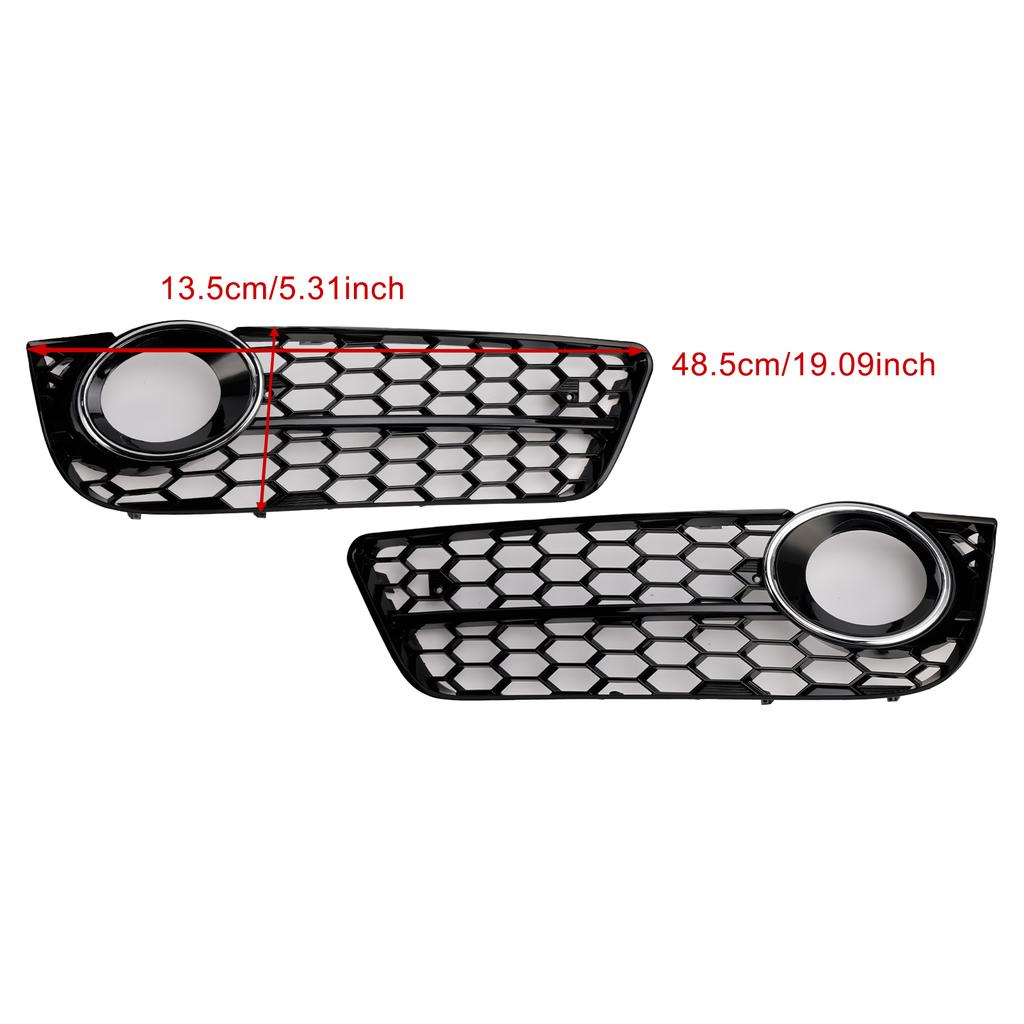 2PCS Honeycomb Front Fog Lamp Cover Grille Grill Fit A5 2007-2011
