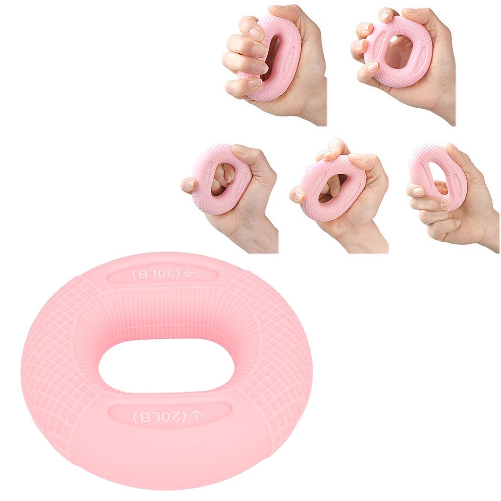 20?30lb Grip Circle Pink Stress Releasing Silicone Hand Grip Strengthener Ring for Finger