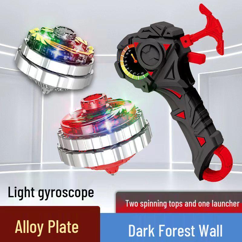 Free Shipping Dual Alloy Burst Gyro Toy - Magic Light Pull String Battle Gyro