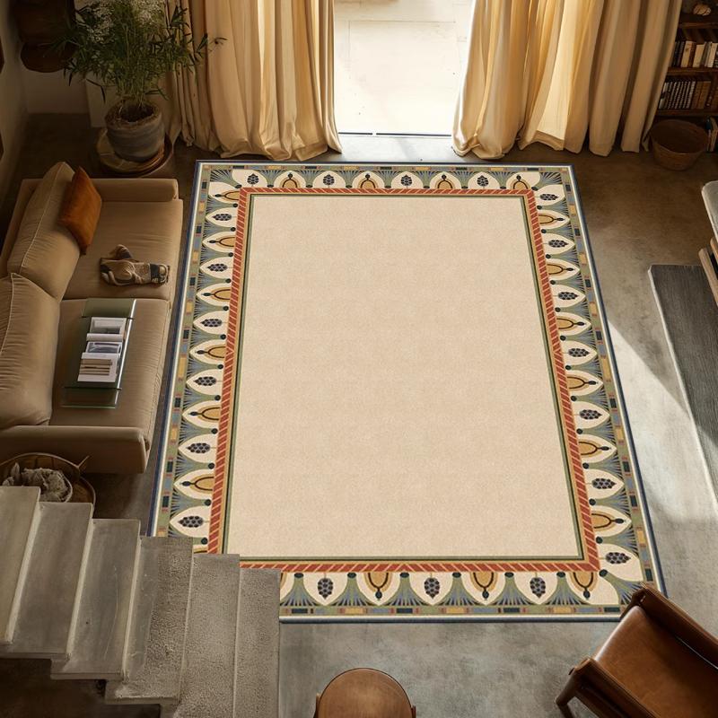 Patchwork Plaid Printed Carpet Geometric Plant Flower Printed Carpet Living Room Bedroom Large Soft and Non Slip Rug Bedroom