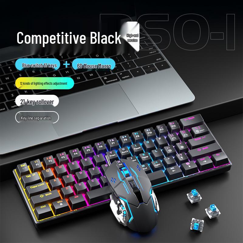 Wired Mechanical Keyboard & Mouse Set with Blue Switch for Gaming & Office Use