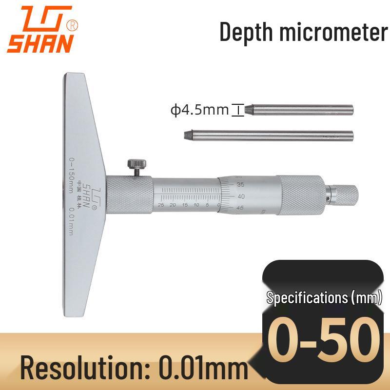 Round-Tip Depth Micrometer 0.01mm, 0-25/0-100mm Range