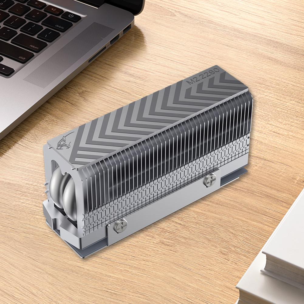 M.2 2280 SSD Heatsink SSD Radiator 2xAGHP Heat Pipe SSD Cooling Reflow Welding with Thermal Silicone Pad