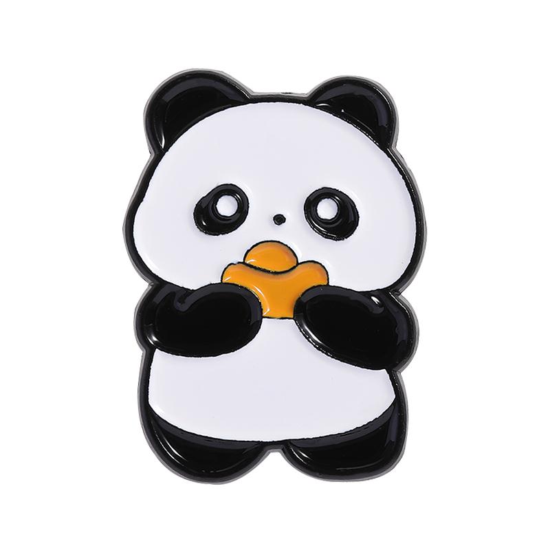 Söt Panda som äter Bambu Emaljpins Tecknad Rolig Djur Broscher Knapp till Krage Ryggsäck Smycken Gåvor För Barn Vänner