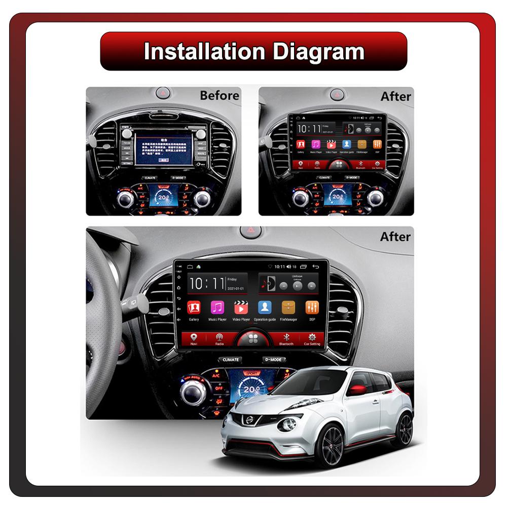 2Din Android Car-Play Car Radio,Nissan Juke 2010-2019,Multimedia Player Head Unit Stereo GPS Navigation BT WIFI,1+16GB