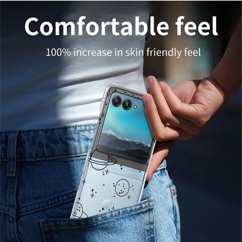 Faltbare Hülle für Motorola Razr 50 40, Astronauten-Flugzeugmuster, 2cps, ultrastoßfeste, transparente, dünne Hart-PC-Hülle