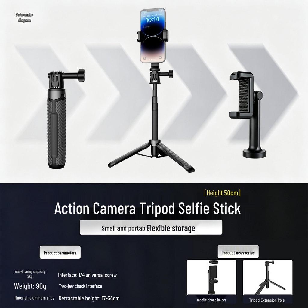 GoPro DJI Action5Pro Selfie Stick with Handheld Tripod & Pocket3 Nano Extension