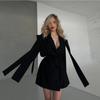 Personalized Design Striped Medium and Long Streamer Suit Jacket Women's Elegant High-end Temperament Top