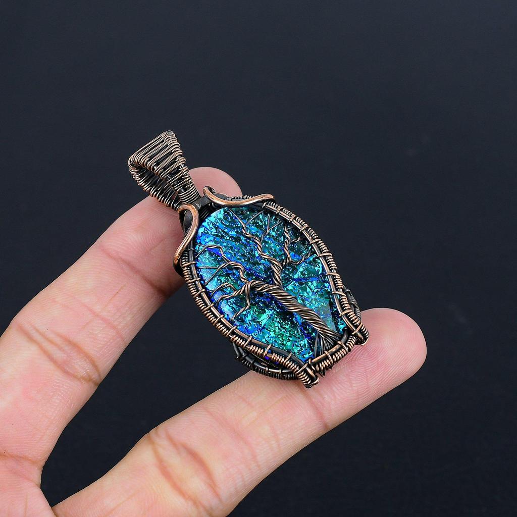 Australian Triplet Opal 999 Copper Wire Wrapped Pendant, Handmade Gemstone Jewelry Pendant Gift For Birthday