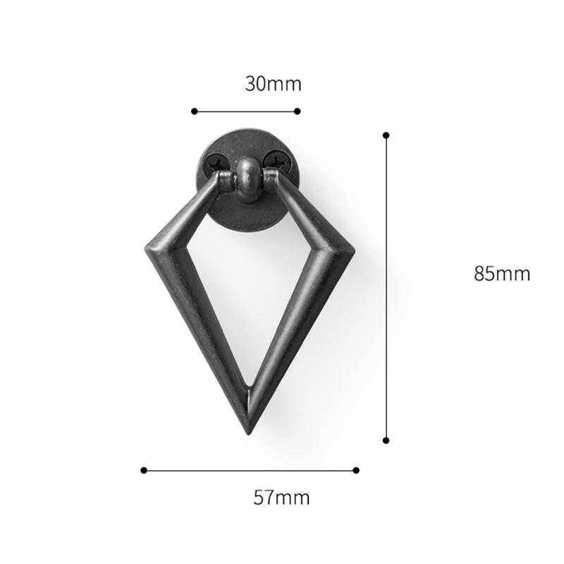 1pc Retro diamond rings wardrobe drawer single hole dark invisible door handle zinc alloy Nordic log wind
