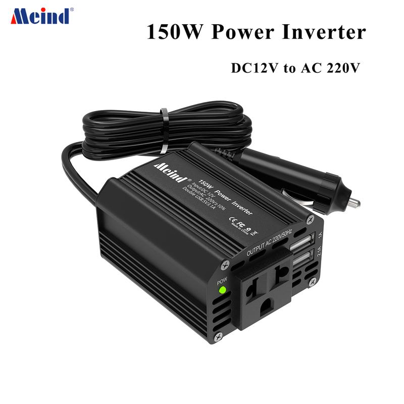 Meind Portable 150w car inverter 12v to 220v power inverter for car чёрный