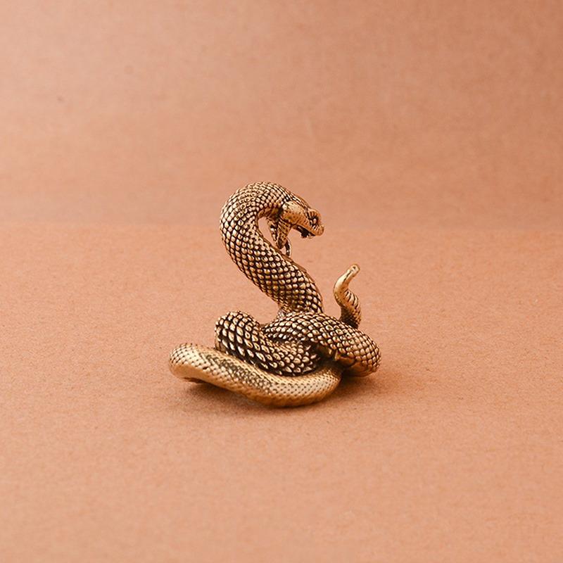 1pc Traditional Brass Snake Figurine Traditional Brass Figurines Zodiac Collectible Desk Ornaments Home Office Decor Tea Pet