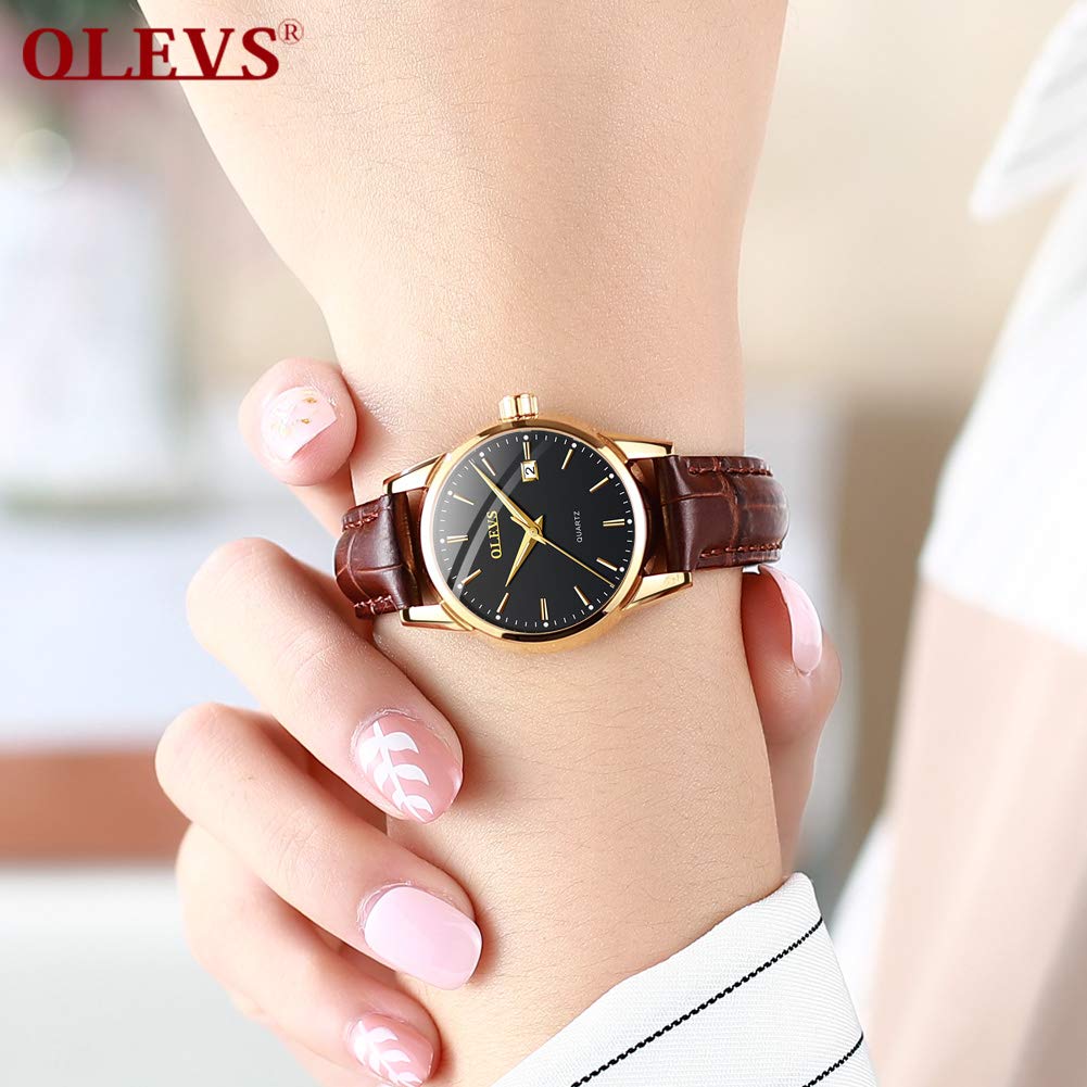 OLEVS Watch Leather Simple Easy To Suitable for High School Students and Women's - Stylish, Waterproof, Ultra-Thin, Strap, Analog, Small, Dial, Read,