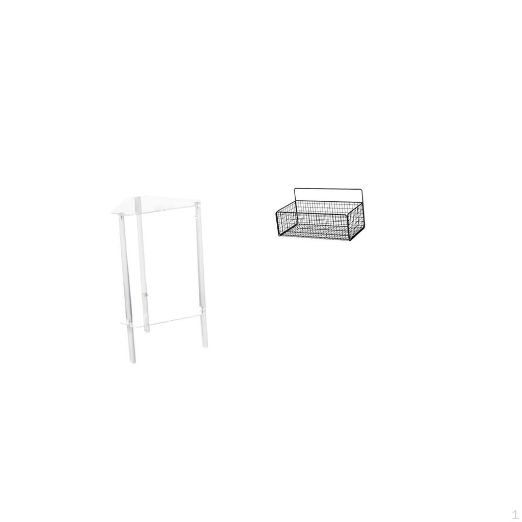 Minimalist Clear Acrylic Side Table with Metal Wire Storage Basket Modern Bedside Cabinet And Wall