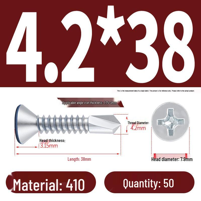 Phillips Flat Head Blue Zinc Plated Stainless Steel Self-Drilling & Self-Tapping Screws M3.9-M5.5