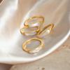 Elegant White Mother-of-Pearl Inlaid Titanium Steel Ring for Women