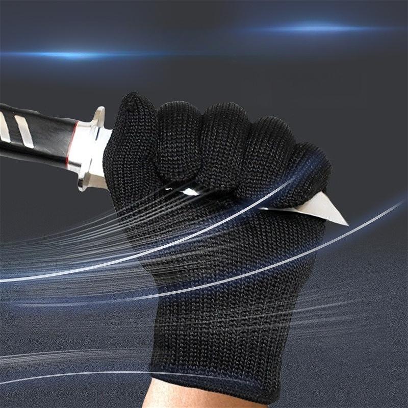 Anti Cutting Gloves 1Pair Black Self Defense Gloves Steel Wire Metal Mesh Gloves Wear Resistant Work Gloves Security Protection
