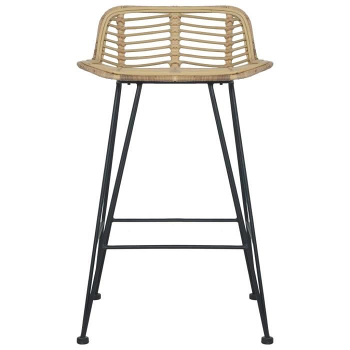 Chaises de bar - vidaXL - Lot de 2 - Rotin naturel - Beige - 46x48x79 cm