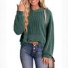 Women's Loose Twisted Hooded Sweatshirt Casual Round Neck Long Sleeve Top