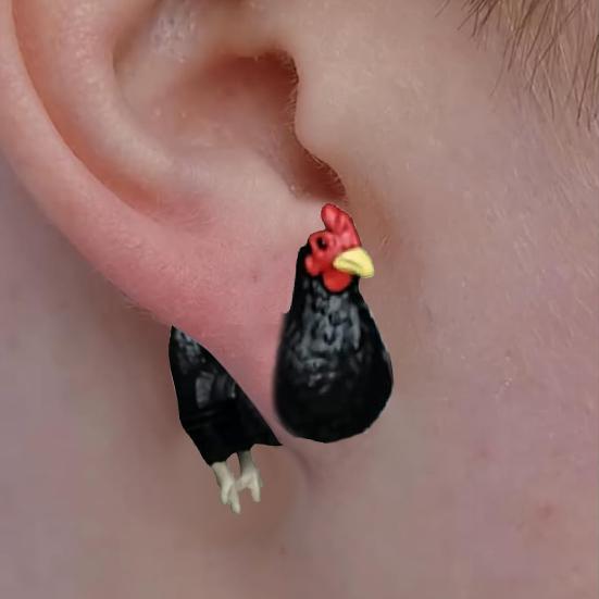 Chicken Stud Earrings Handmade Farm Animal Jewelry Farmhouse Style Chicken Earrings Gifts for Chicken Lovers