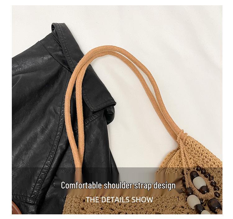 Women's Large Capacity Straw Woven One-Shoulder Crossbody Tote Bag - Versatile, Fashionable, Summer Commute Essential