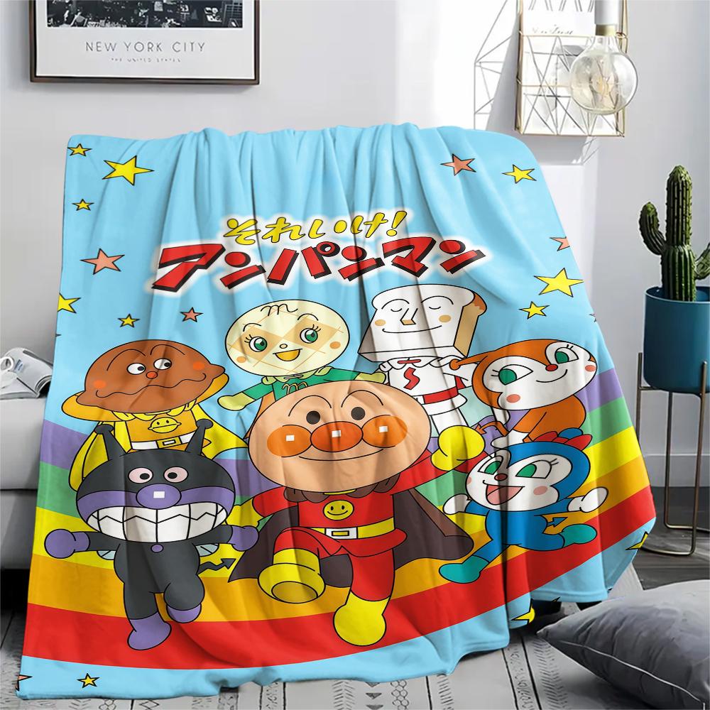 1PC Anpanman Print Flannel Blanket, High quality All Seasons, Home Decor, Warmth and Comfort, Perfect for Christmas Gifts
