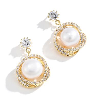 Atmospheric Simple Fuman Freshwater Pearl Earrings S925 Silver Needle Stud Earrings Women'S Accessories