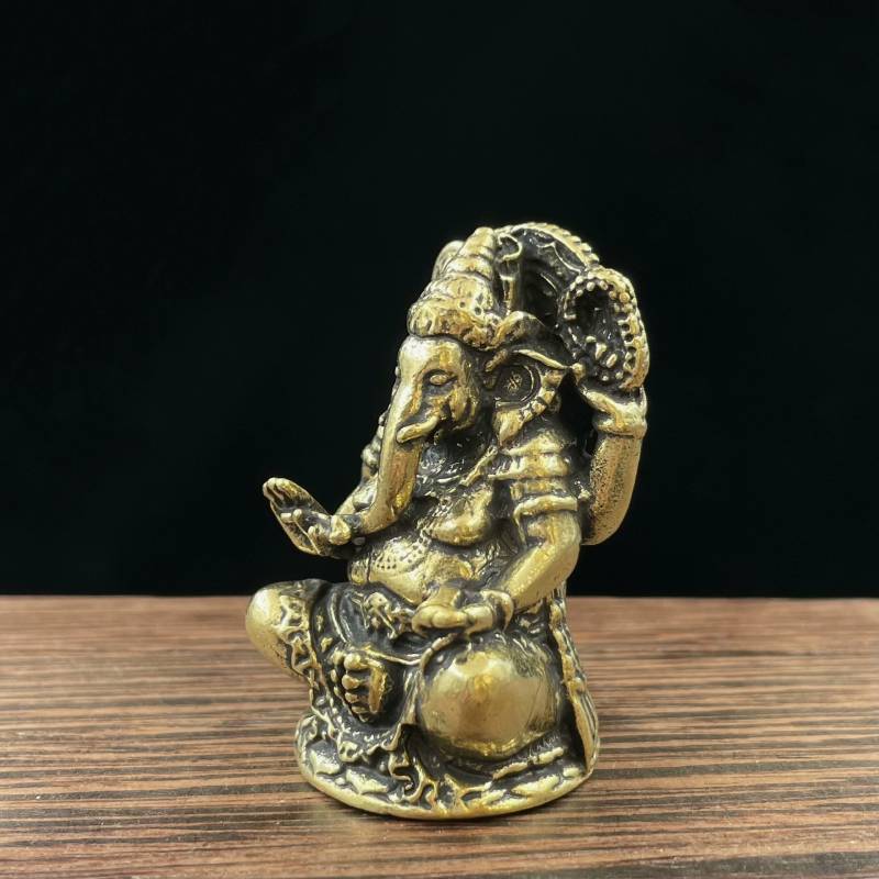 Lord Ganesa Elephant God Metal Desk Ornament For Worship And Cultural Display