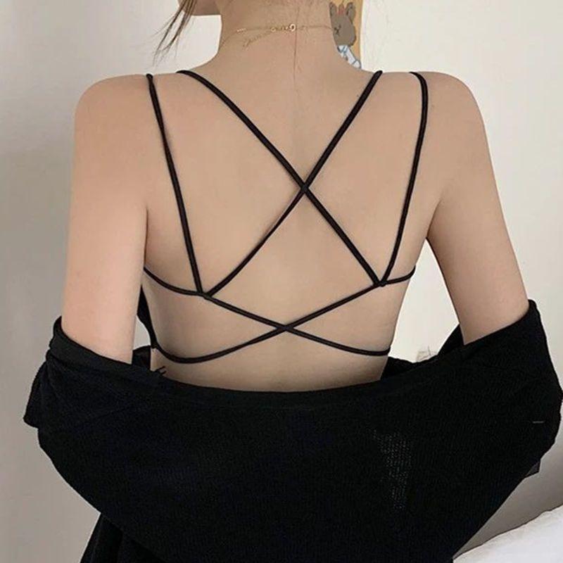 Korean version of cotton beauty back sling vest underwear women with chest pad bra student chest wrap summer spice girl no steel ring tube top