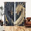 2pcs Black & Gold Dragon Print Curtains – Art Deco Style   Light Filtering & Fade Resistant for Bedroom   Living Room & Office