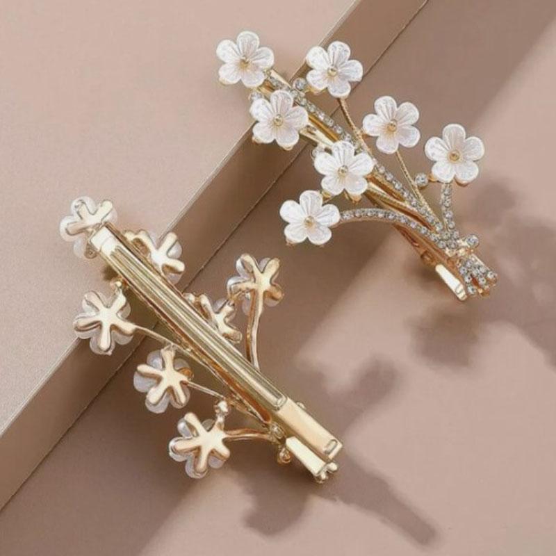 2pcs flower decor Hair Clips Slide Bridal Hair Accessory snap Hairpins