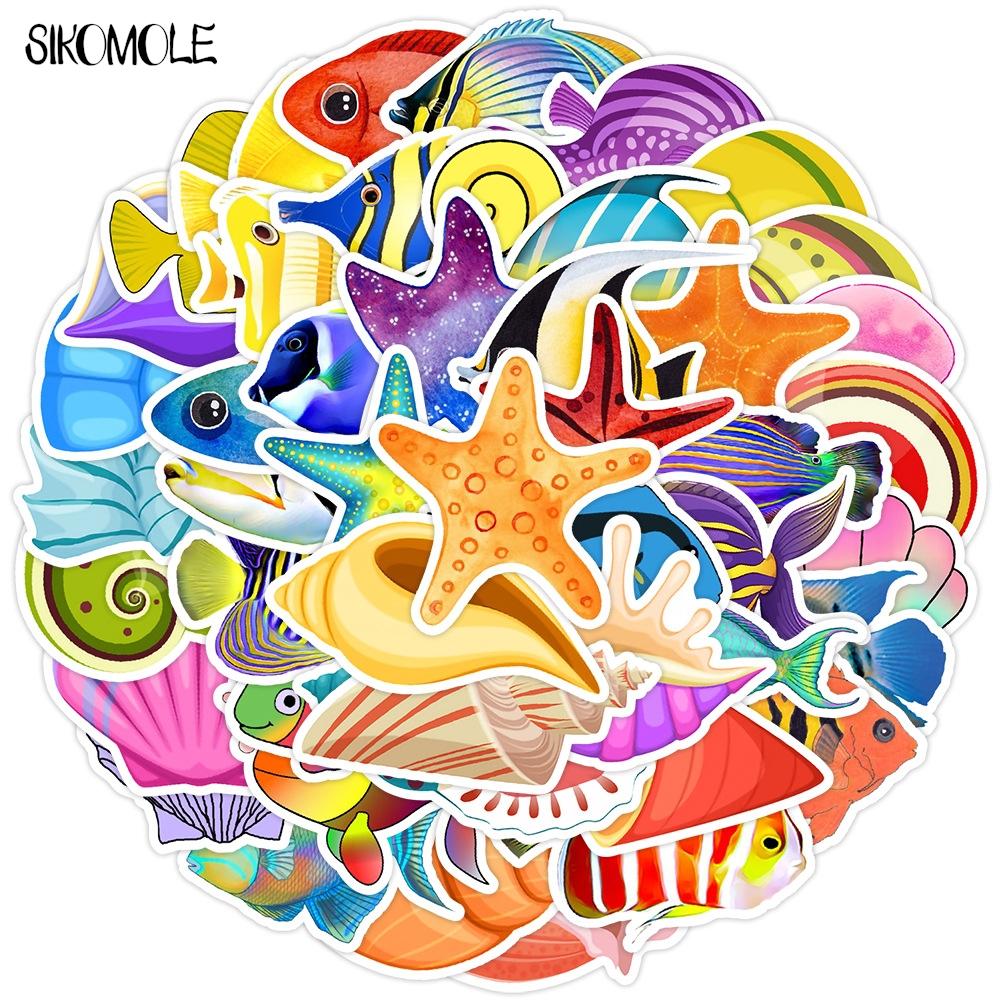 10 30 50Pcs Cute Fish Stickers Animals Hand Account Material Mobile Phone Laptop Luggage Skateboard Waterproof Graffiti Stickers