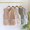 Padded Vest Thickened Women Winter Sleeveless Tops Vest Oversize Solid Color Casual V-neck Vest