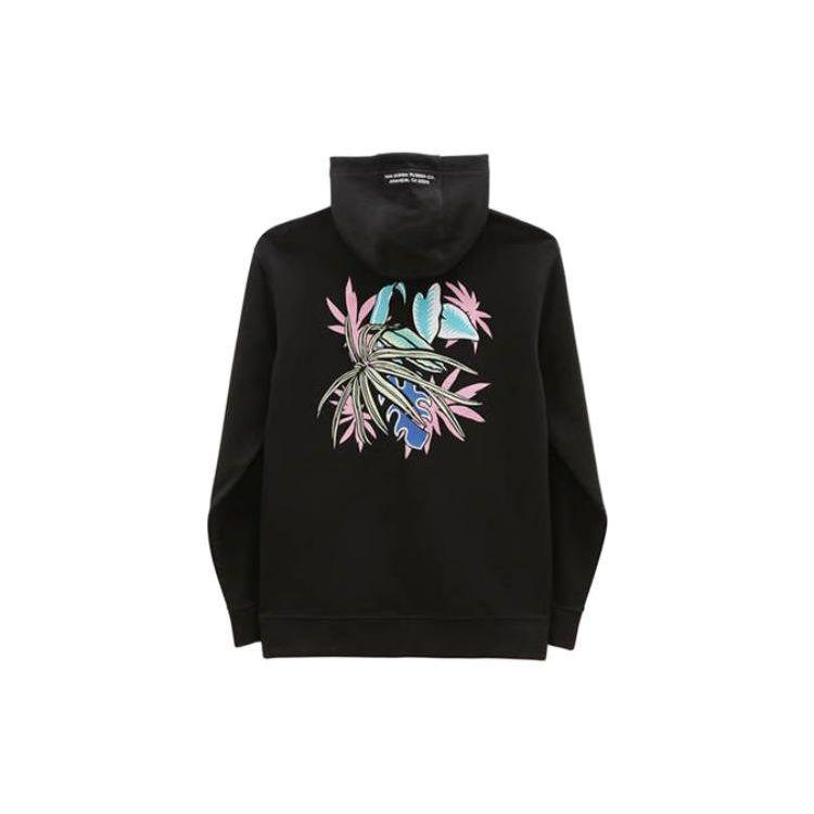 Vans Kangaroo Pocket Floral Print Solid Color Pullover Hoodie Men Hoodies Black VN0A5KN2BLK