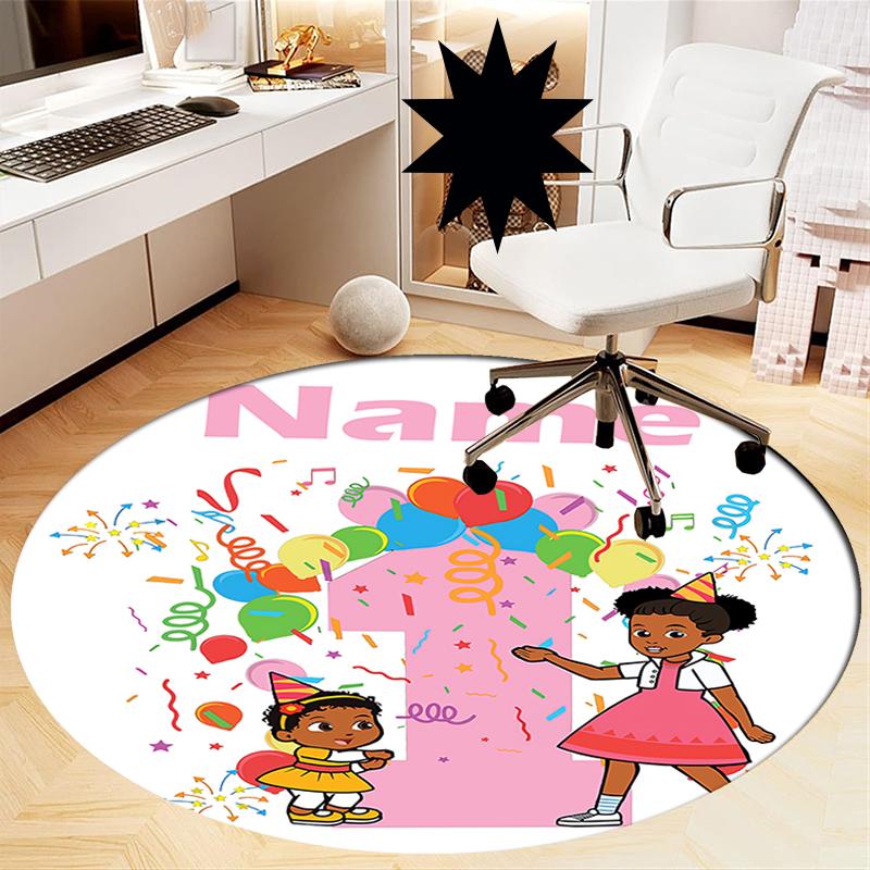 Custom Name Gracie's Corner Printed Round Rug Carpet Chair Rug Area Rug Entryway Doormats,for Office Chair Living Room Bedroom Kitchen Room.