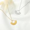 European and American New Fan-shaped Necklace, Simple Ins Style Gold Stainless Steel Pendant Geometric Necklace Jewelry Women