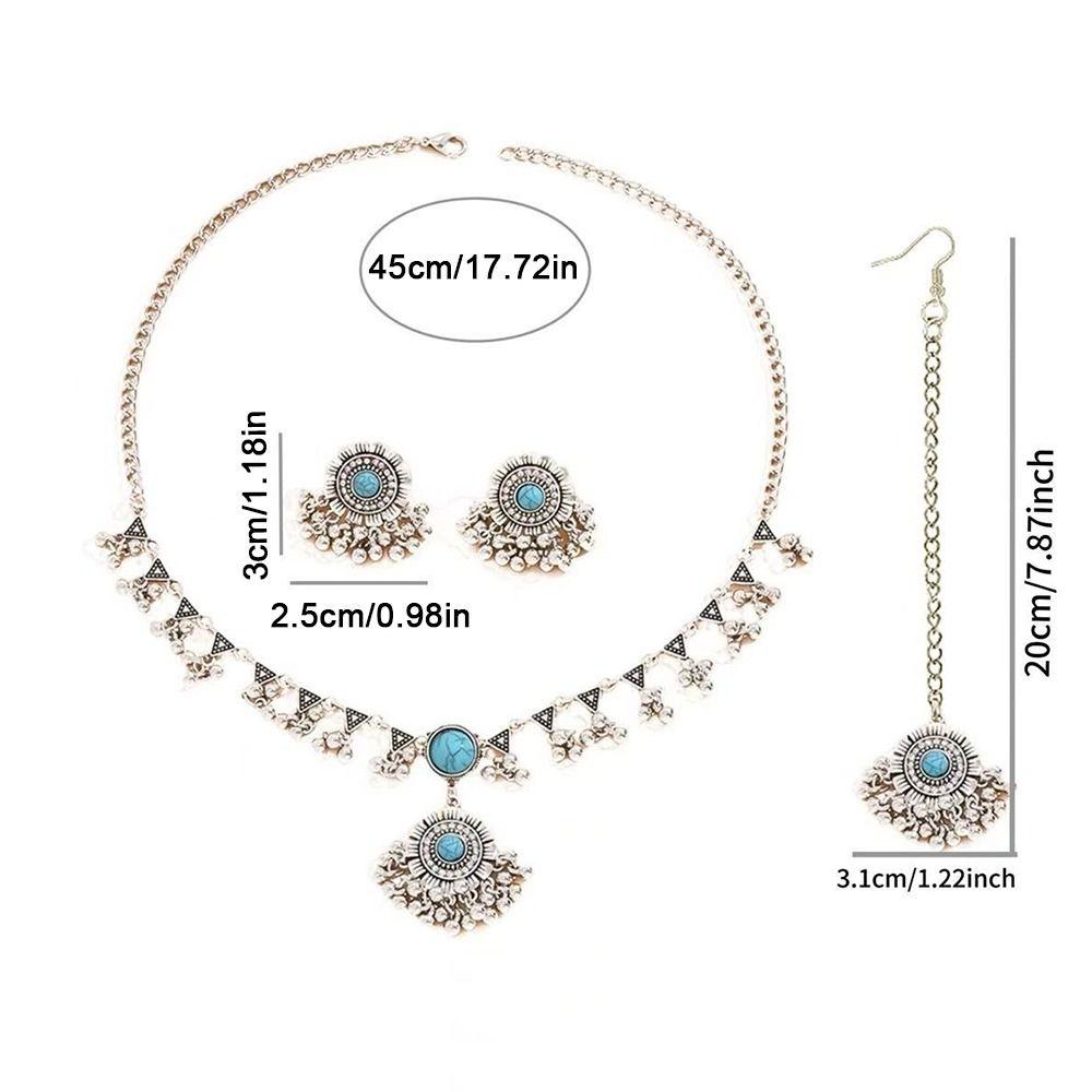 Fashion Tassel Necklace Earrings Set Ethnic Style Forehead Ornament New Women Jewelry Set  Gifts